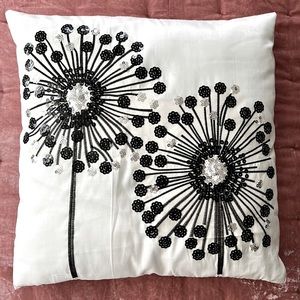 White and black dandelion pillow